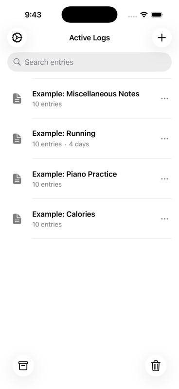 LogHound log list showing four example logs with entry counts